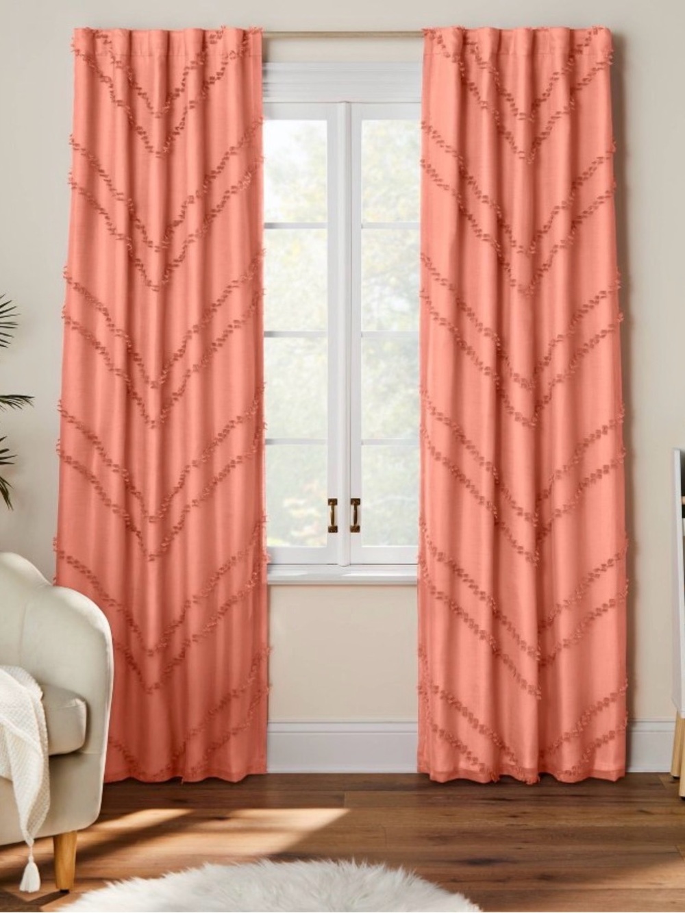 Pillowfort 42 x 84 Chevron Clip Dotted Sheer Overlay Blackout Curtain Panel